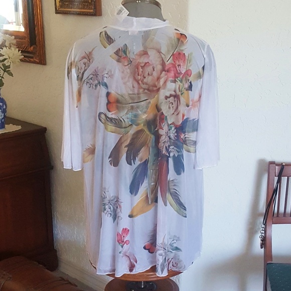 SEXY * WHITE MESH CHOKER * FLUTTER SLEEVE TOP * 3X - Picture 7 of 7